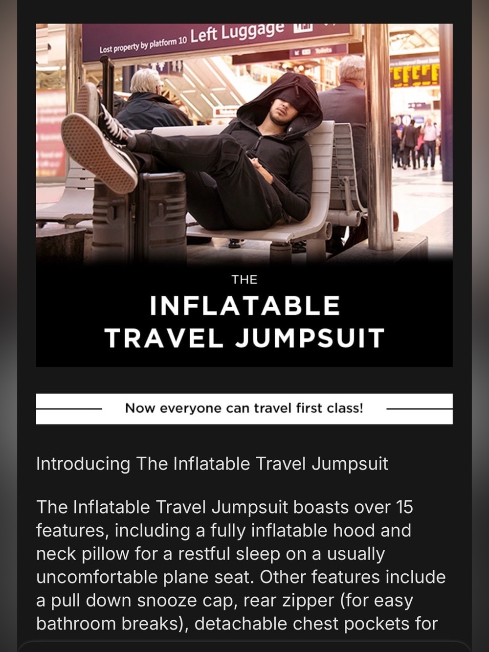 Inflatable Travel Jumpsuit - Blue